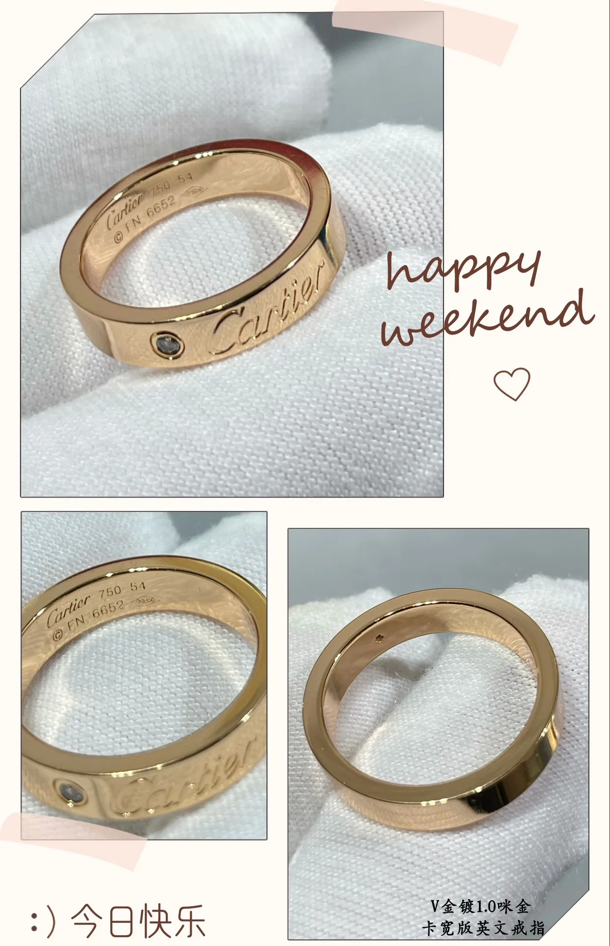 【High Quality】💰440! Cartier CNC wide version English ring💍The most popular ring💍💋💄 Timeless classic, very popular in recent years, high-end, high-carbon diamond micro-inlay material, same craftsmanship, different price, real gold texture