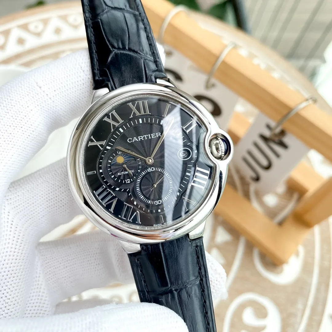 【Foreign trade import】💰1500! Cartier-Cartier ‼ ️Exquisite men's watch, noble and elegant, four-hand separated design, gentlemanly style, excellent quality, hot selling all over the city. Using fully automatic mechanical movement, top-grade 316 stainless steel case, imported calfskin strap, mineral super mirror, size 46*13🔥Top quality products are constantly produced🔥