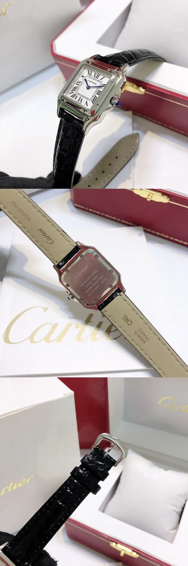 【High-end replica】💰1240! Cartier Panthère de Cartier cheetah watch, gorgeous and unruly, is the aesthetic style conveyed by Panthère de Cartier cheetah. Its lines are smooth, charming, soft and docile on the wrist, as if dancing on the skin. The unique shape highlights a mature, elegant, confident and attractive female image. The case is one-piece, 27mm medium size, equipped with original Swiss quartz movement, 316L stainless steel case, American high-gloss alligator leather strap, crown inlaid with a synthetic blue spinel, silver-plated dial, sword-shaped blue steel hands, 100% waterproof "MX real shot"
