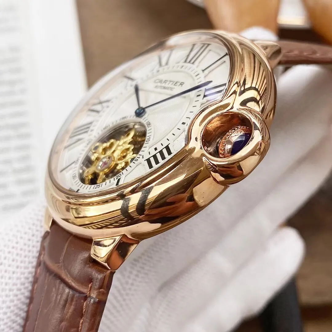 【Foreign Trade Import】💰1440! Cartier's premium men's watch has a simple two-hand large flywheel design, noble atmosphere, gentlemanly style, excellent quality, and is selling well all over the city. Using fully automatic mechanical movement, top-grade 316 stainless steel case, imported calfskin strap, mineral super mirror, size 46*15