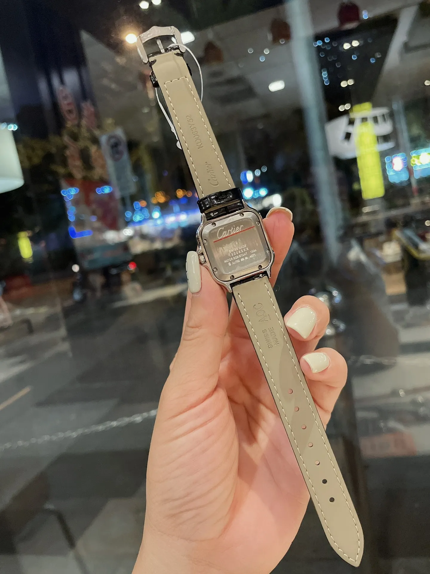 【Foreign trade import】💰960! Cartier Santos case, stainless steel dial, steel blue classic Roman numeral hands, imported movement, spinel sapphire crown, imported calfskin, size: 28mm