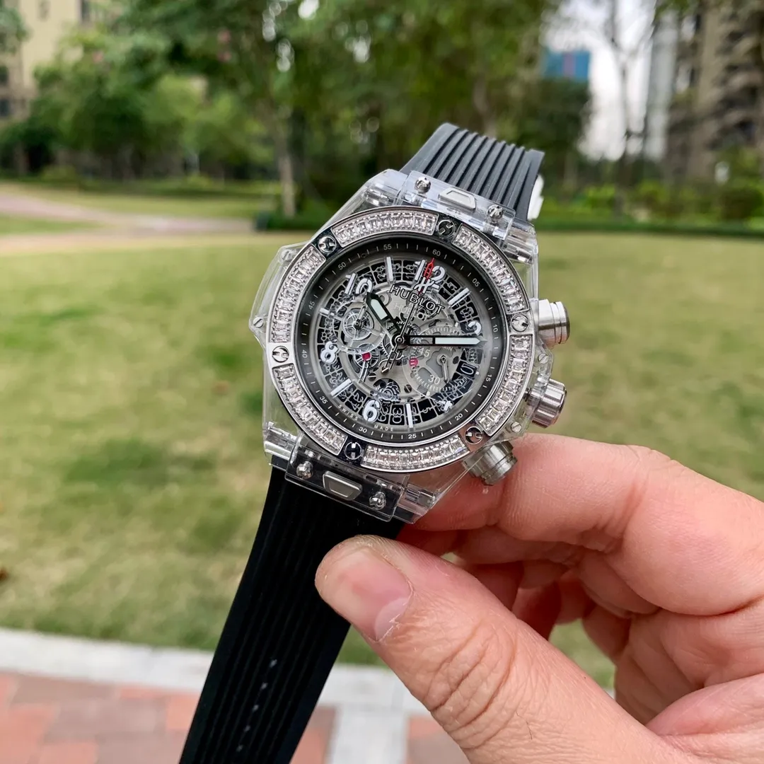 【High-end replica】💰1440! Hublot-Hublot ‼ ️Big Bang Unico magic transparent watch, equipped with running seconds quartz movement, fully transparent men's watch, original Xin organic glass transparent case, fashionable men's trendy items, please look for exclusive quality! ! 🔥Top quality products are constantly produced🔥