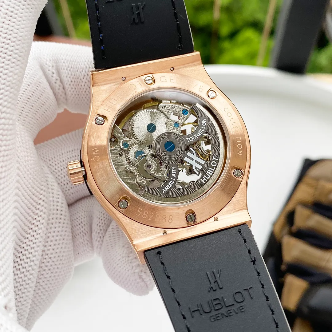 【Foreign trade import】💰1700! Hublot's premium men's watch has a two-needle hollow design, exquisite craftsmanship, originality, noble atmosphere, and gentlemanly style. Using fully automatic mechanical movement, top-grade 316 stainless steel case and strap, mineral super mirror, size 42*13