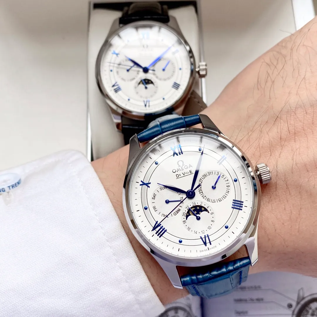 【Customized all-in-one machine】💰1720! Omega-Omega men's watch imported fully automatic 9015 all-in-one mechanical movement wear-resistant and scratch-resistant sapphire mirror 316L stainless steel case genuine calfskin strap fashionable design business casual size: diameter 40mm thickness 12mm