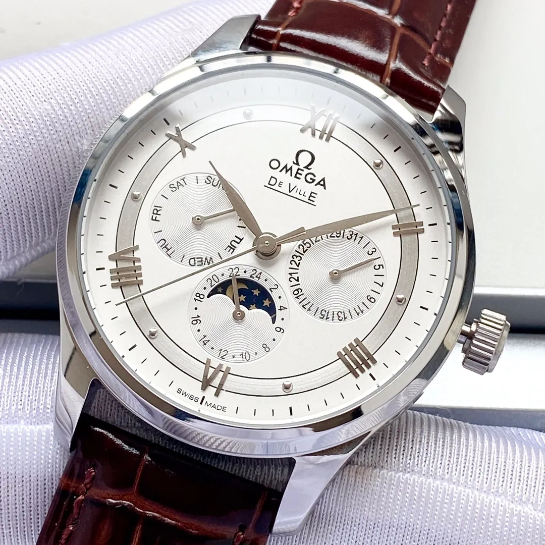 【Customized all-in-one machine】💰1720! Omega-Omega men's watch imported fully automatic 9015 all-in-one mechanical movement wear-resistant and scratch-resistant sapphire mirror 316L stainless steel case genuine calfskin strap fashionable design business casual size: diameter 40mm thickness 12mm