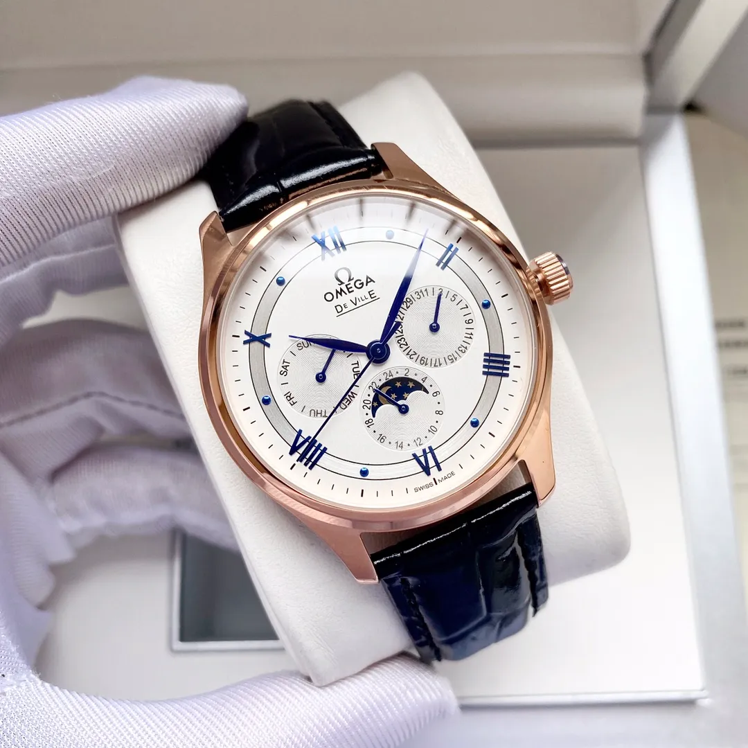 【Customized all-in-one machine】💰1720! Omega-Omega men's watch imported fully automatic 9015 all-in-one mechanical movement wear-resistant and scratch-resistant sapphire mirror 316L stainless steel case genuine calfskin strap fashionable design business casual size: diameter 40mm thickness 12mm
