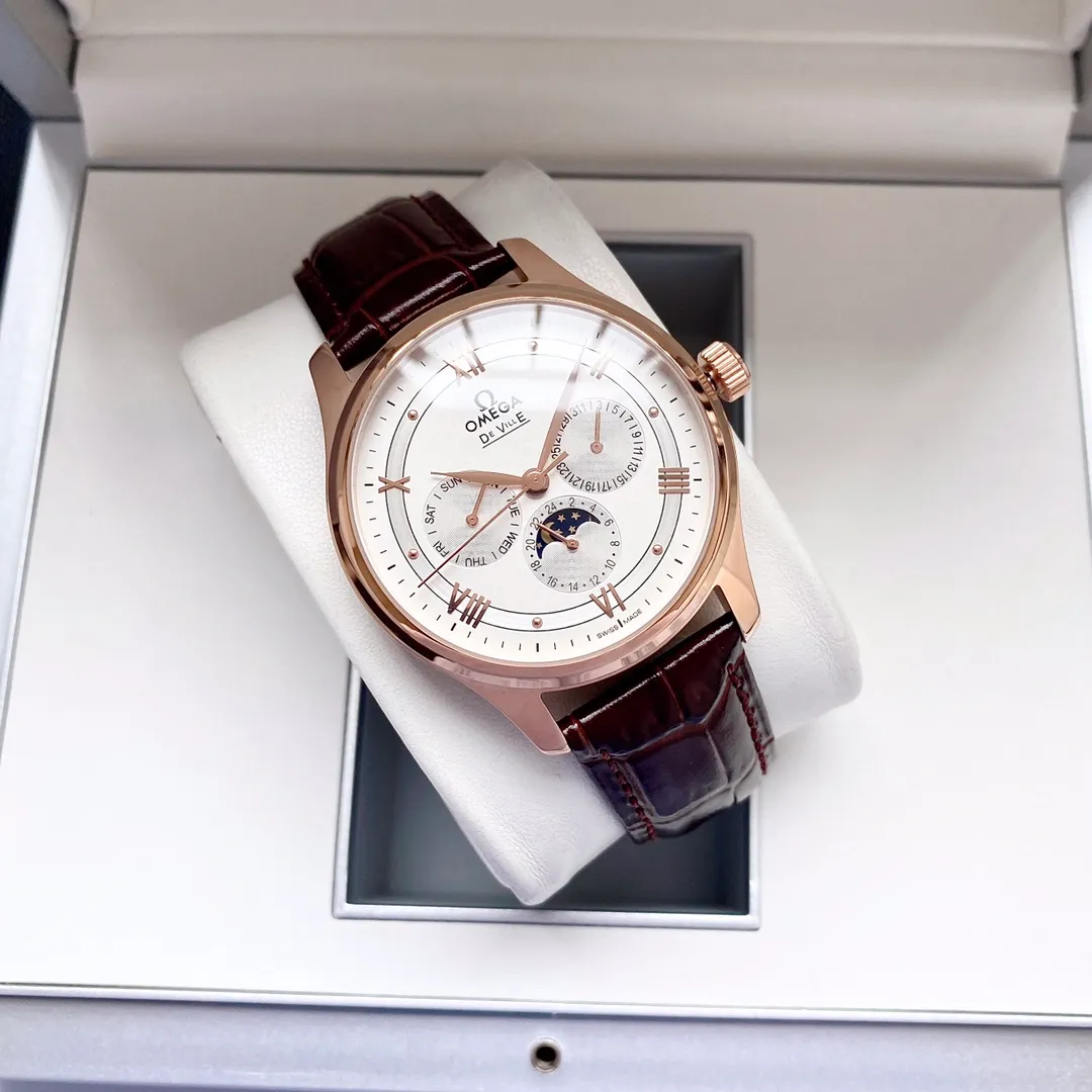 【Customized all-in-one machine】💰1720! Omega-Omega men's watch imported fully automatic 9015 all-in-one mechanical movement wear-resistant and scratch-resistant sapphire mirror 316L stainless steel case genuine calfskin strap fashionable design business casual size: diameter 40mm thickness 12mm