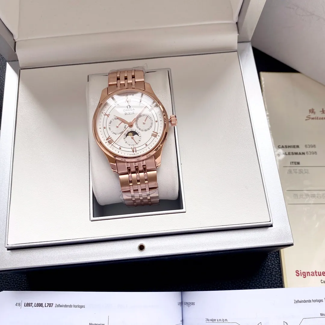 【Customized all-in-one machine】💰1720! Omega-Omega men's watch imported fully automatic 9015 all-in-one mechanical movement wear-resistant and scratch-resistant sapphire mirror 316L stainless steel case stainless steel strap fashion design business casual size: diameter 40mm thickness 12mm