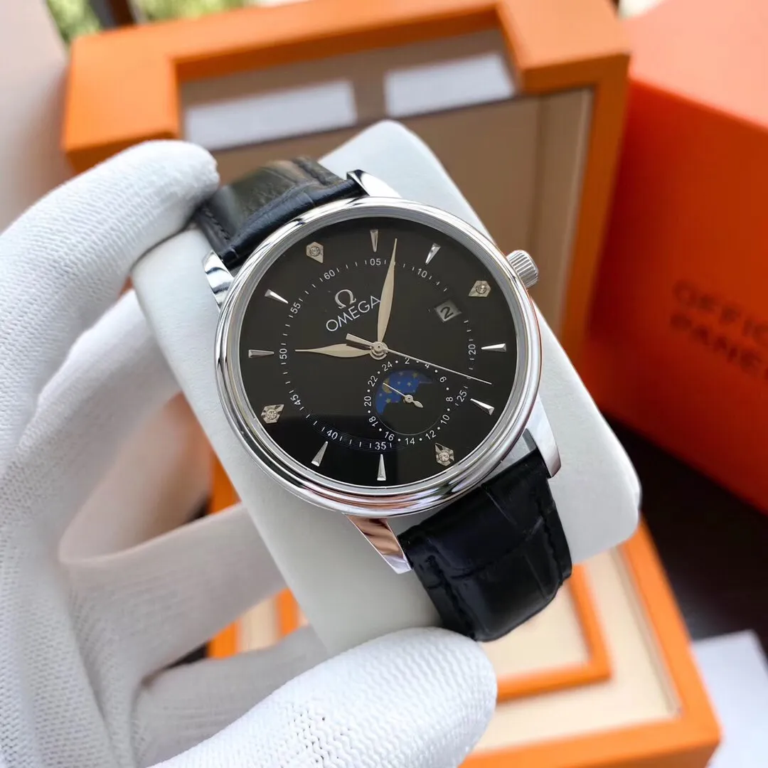 【Foreign trade import】💰1220! OMEGA-OMEGA ‼ ️Exquisite men's watch🌹🌹🌹Classic three-hand watch with moon phase design, noble atmosphere, gentlemanly style, excellent quality, hot selling all over the city. Adopting fully automatic mechanical movement, top-grade 316 stainless steel case, imported calfskin strap, mineral super mirror, size 40*13🔥The top products are constantly produced🔥