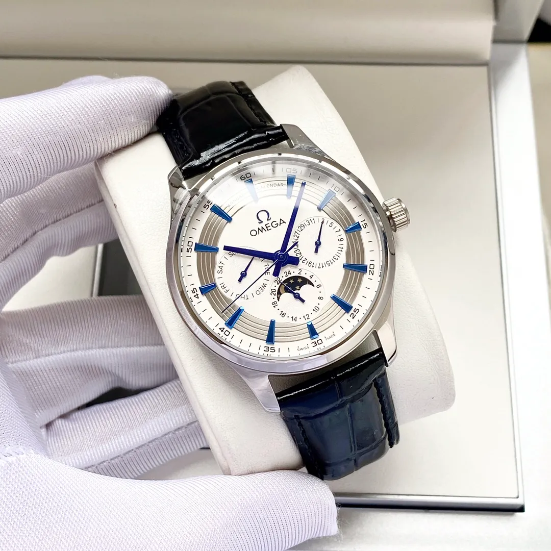 【High-end replica】💰1520! Omega-Omega men's watch equipped with imported fully automatic Citizen 8215 mechanical movement, wear-resistant and scratch-resistant sapphire mirror, 316L stainless steel case, genuine calfskin strap, fashionable design, business casual, size: diameter 40mm, thickness 12mm