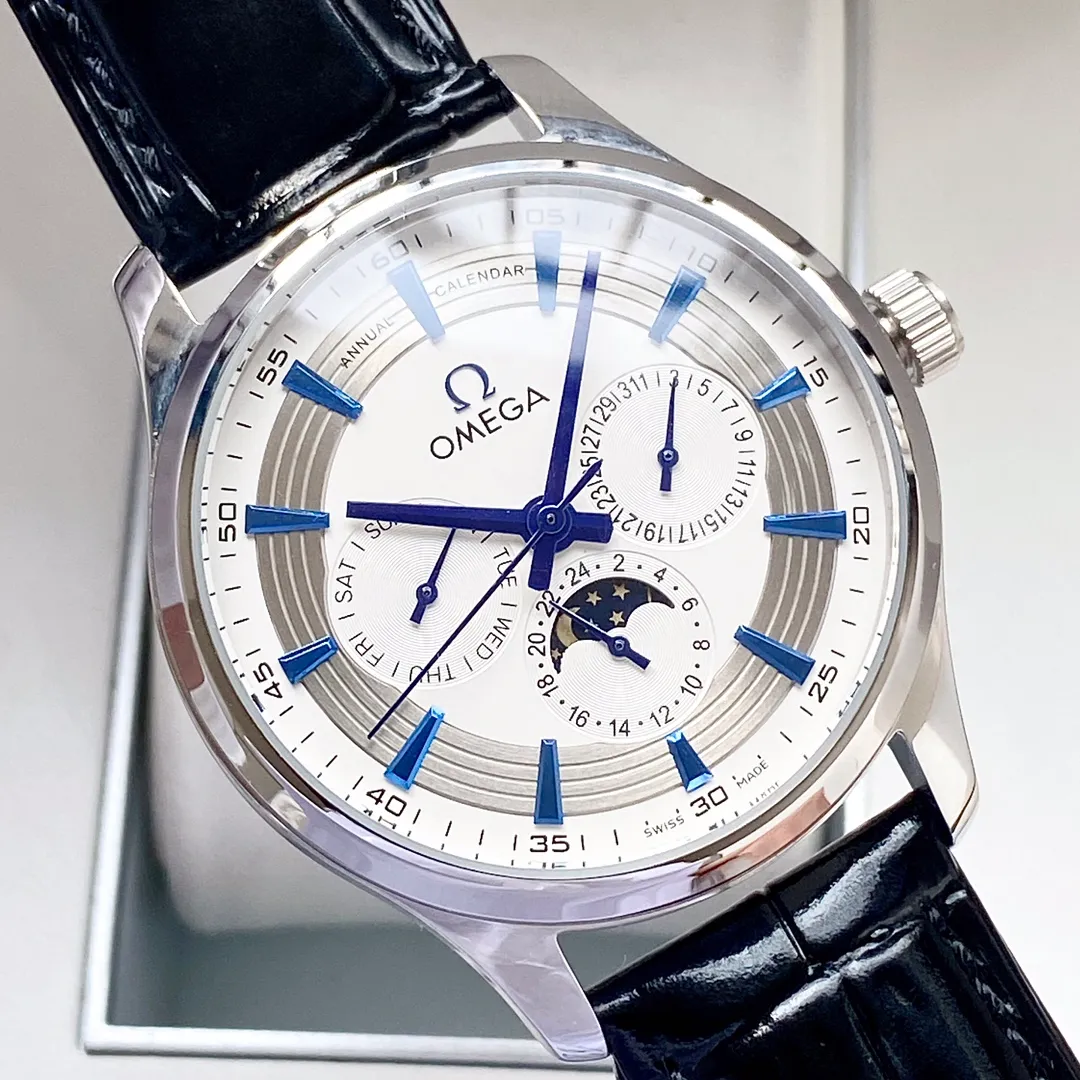 【High-end replica】💰1520! Omega-Omega men's watch equipped with imported fully automatic Citizen 8215 mechanical movement, wear-resistant and scratch-resistant sapphire mirror, 316L stainless steel case, genuine calfskin strap, fashionable design, business casual, size: diameter 40mm, thickness 12mm