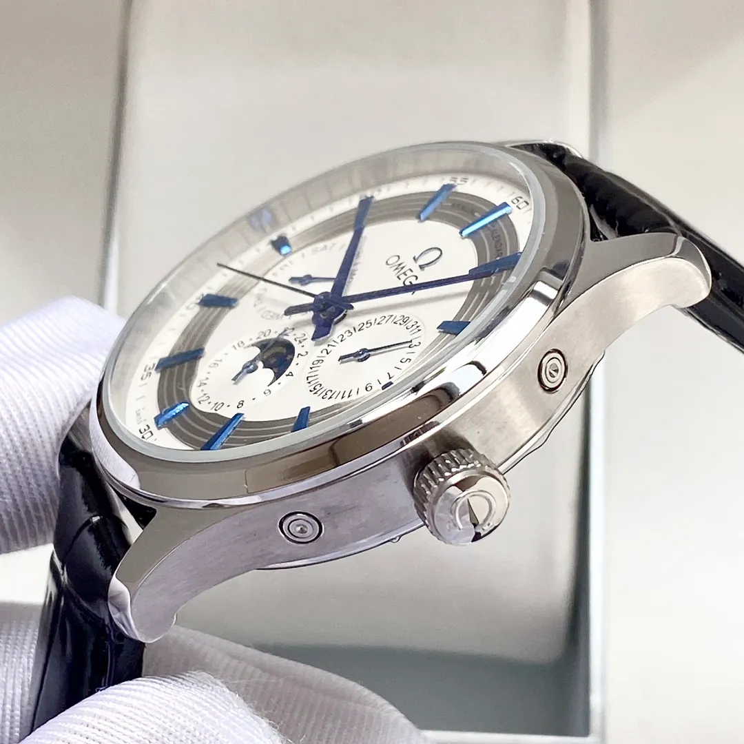 【High-end replica】💰1520! Omega-Omega men's watch equipped with imported fully automatic Citizen 8215 mechanical movement, wear-resistant and scratch-resistant sapphire mirror, 316L stainless steel case, genuine calfskin strap, fashionable design, business casual, size: diameter 40mm, thickness 12mm