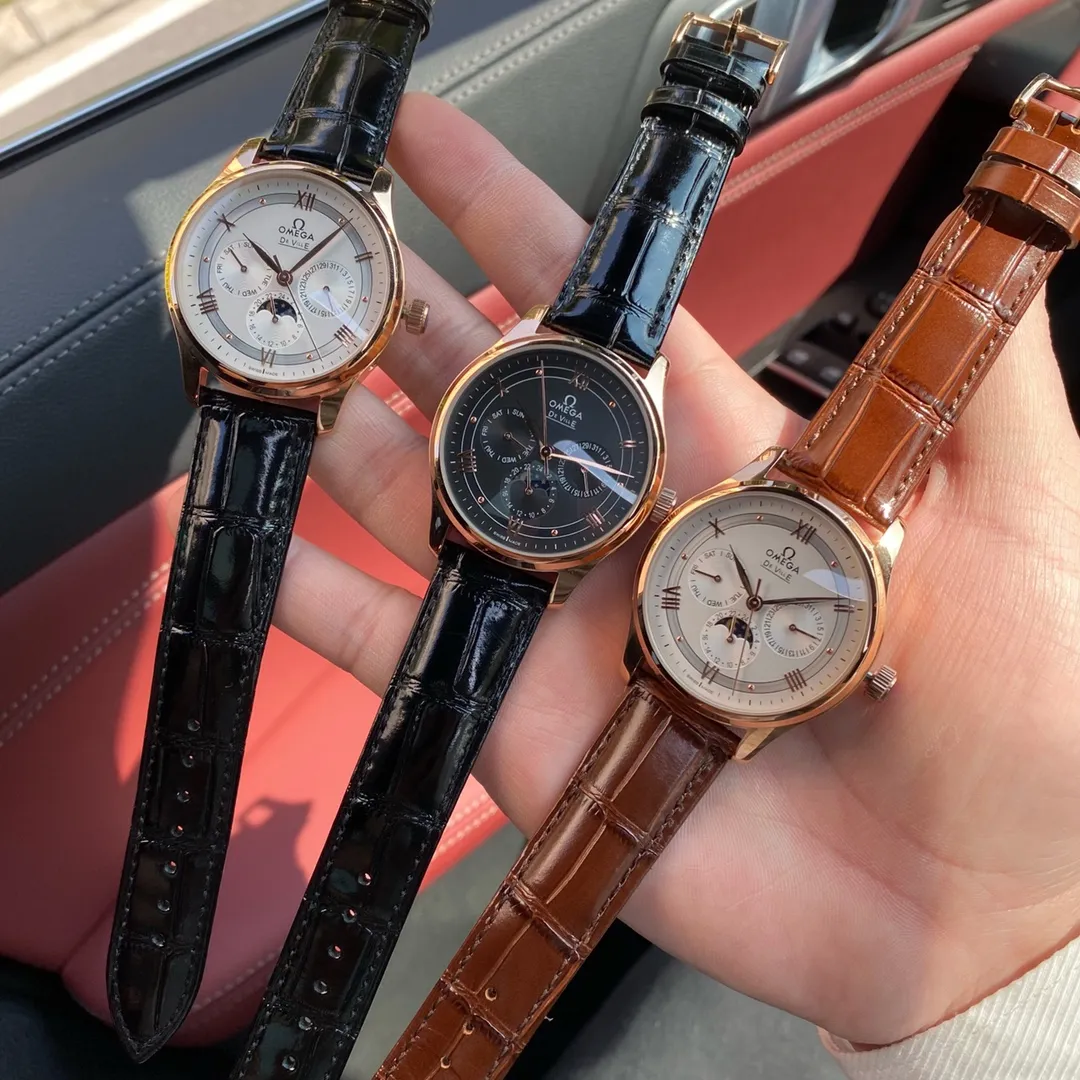 【High-end replica】💰1720! OMEGA-OMEGA‼ ️Diefei series, six-hand moon phase watch debuts, simple and elegant, showing calmness and magnanimity! 1.Watch size 40X12 mm. Sword-shaped hands. 2. The dial has a classic Arabic dial, and the moon phase function at six o'clock rotates once a day. 3. [Strap Buckle] It adopts a retro imitation crocodile strap that is soft and comfortable and matched with Omega's classic embossed pin buckle. 4.【Movement】Using imported Citizen 8215 mechanical movement 🔥Continuously producing top-notch products🔥