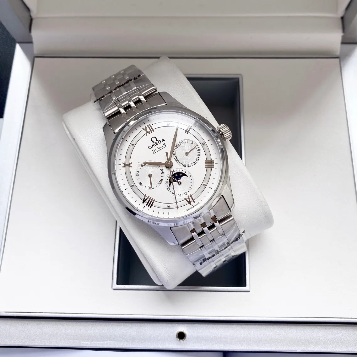 【Customized all-in-one machine】💰1720! Omega-Omega men's watch imported fully automatic 9015 all-in-one mechanical movement wear-resistant and scratch-resistant sapphire mirror 316L stainless steel case stainless steel strap fashion design business casual size: diameter 40mm thickness 12mm