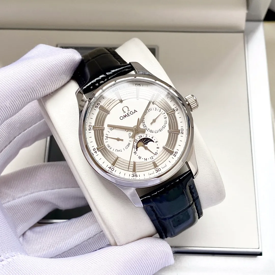 【High-end replica】💰1520! Omega-Omega men's watch equipped with imported fully automatic Citizen 8215 mechanical movement, wear-resistant and scratch-resistant sapphire mirror, 316L stainless steel case, genuine calfskin strap, fashionable design, business casual, size: diameter 40mm, thickness 12mm