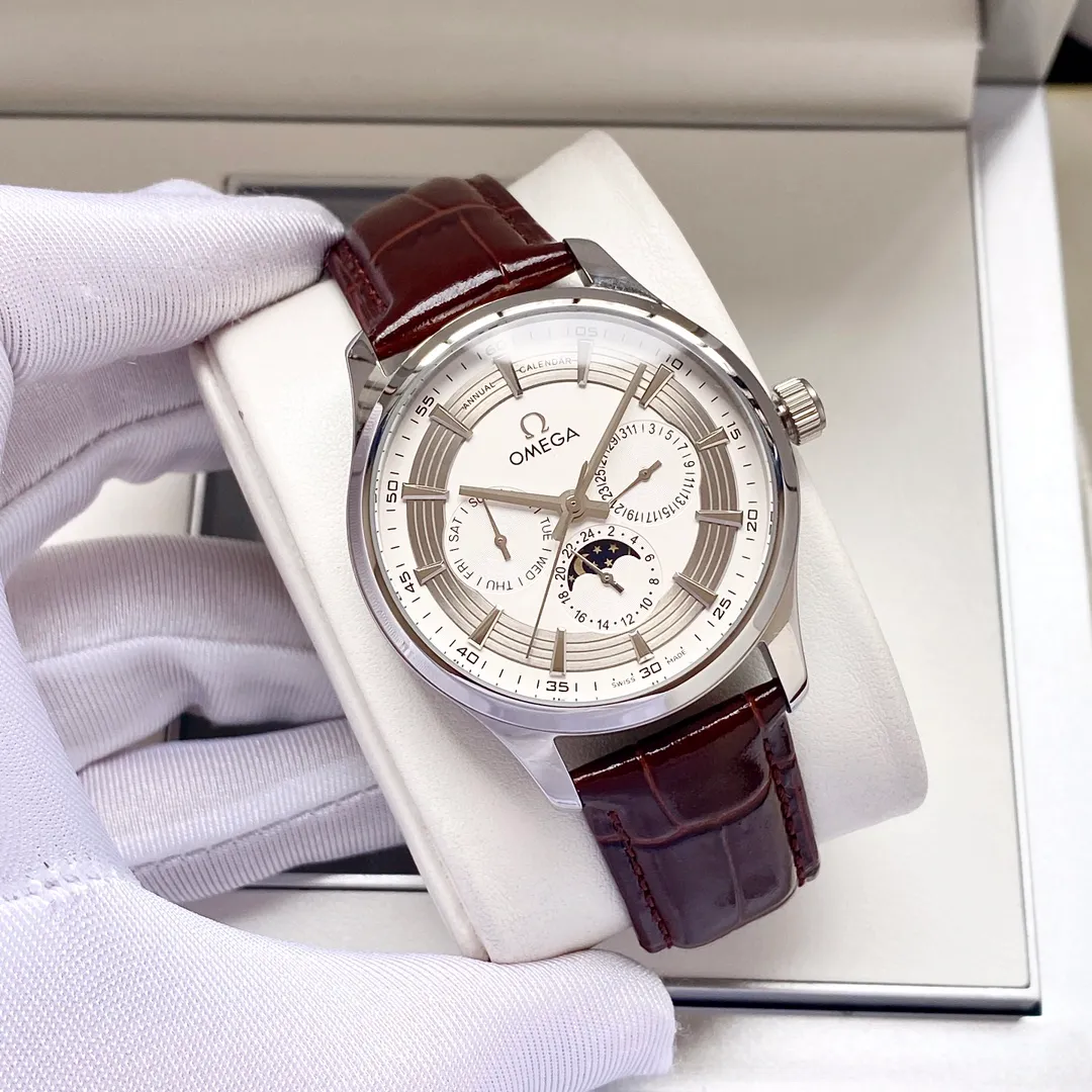 【High-end replica】💰1520! Omega-Omega men's watch equipped with imported fully automatic Citizen 8215 mechanical movement, wear-resistant and scratch-resistant sapphire mirror, 316L stainless steel case, genuine calfskin strap, fashionable design, business casual, size: diameter 40mm, thickness 12mm