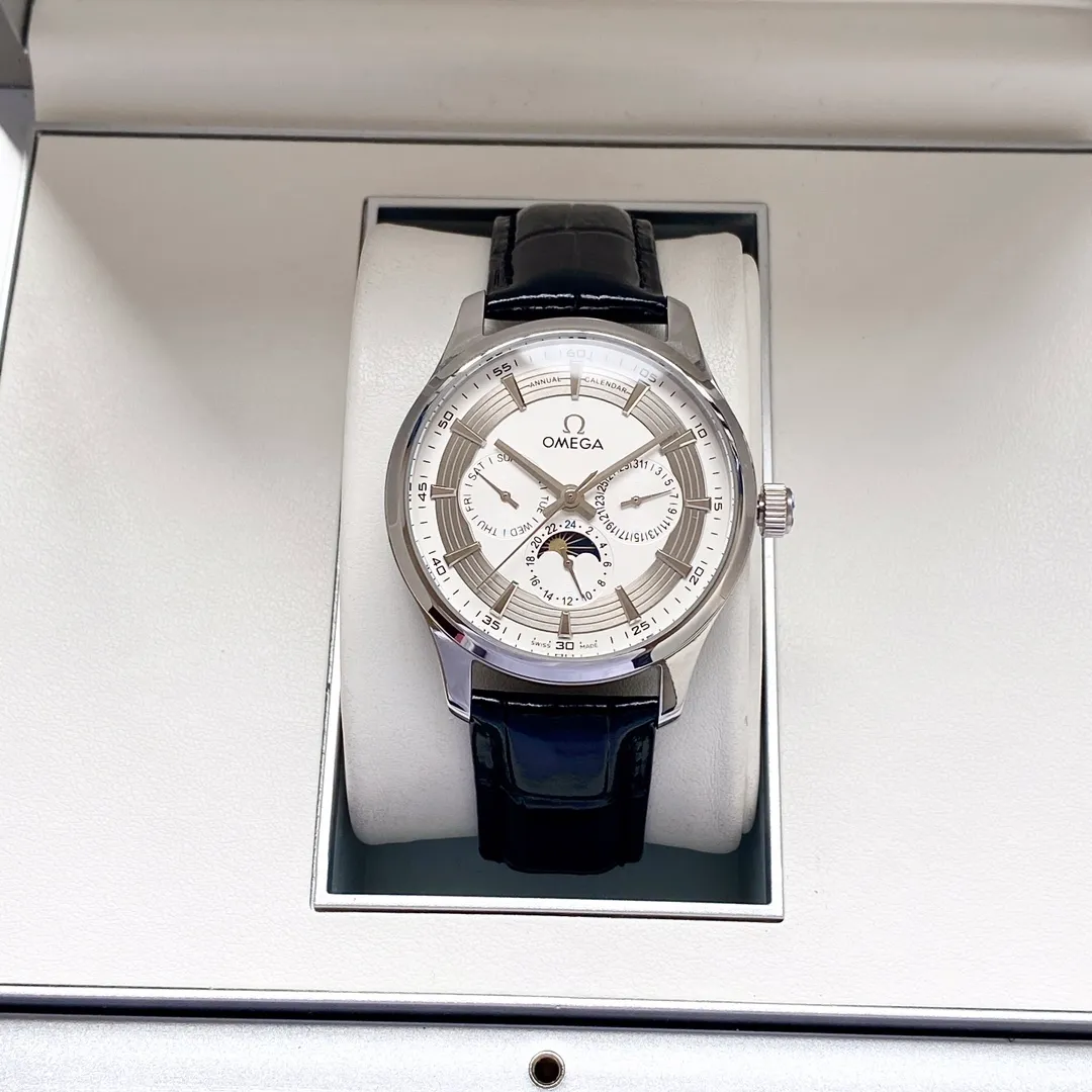 【High-end replica】💰1520! Omega-Omega men's watch equipped with imported fully automatic Citizen 8215 mechanical movement, wear-resistant and scratch-resistant sapphire mirror, 316L stainless steel case, genuine calfskin strap, fashionable design, business casual, size: diameter 40mm, thickness 12mm