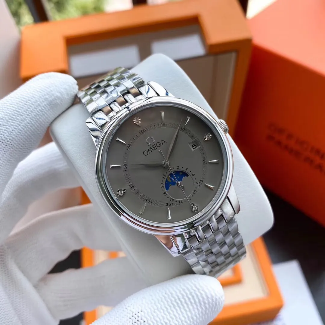 【Foreign trade import】💰1220! OMEGA-OMEGA ‼ ️Exquisite men's watch🌹🌹🌹Classic three-hand watch with moon phase design, noble atmosphere, gentlemanly style, excellent quality, hot selling all over the city. Adopting fully automatic mechanical movement, top-grade 316 stainless steel case, imported calfskin strap, mineral super mirror, size 40*13🔥The top products are constantly produced🔥
