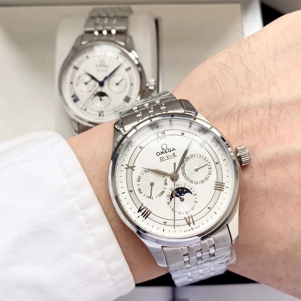 【Customized all-in-one machine】💰1720! Omega-Omega men's watch imported fully automatic 9015 all-in-one mechanical movement wear-resistant and scratch-resistant sapphire mirror 316L stainless steel case stainless steel strap fashion design business casual size: diameter 40mm thickness 12mm