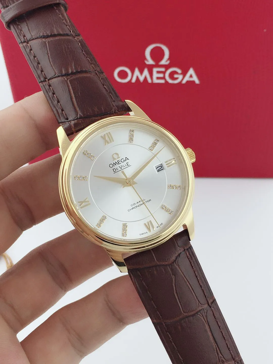 【Foreign trade import】💰970! Omega Butterfly Series Movement: Mechanical Size: 39.5mm Thickness: 10mm Table bottom: dense bottom Mirror: sapphire crystal Strap: Genuine leather Brown Buckle: Pin buckle Waterproof depth: daily waterproof