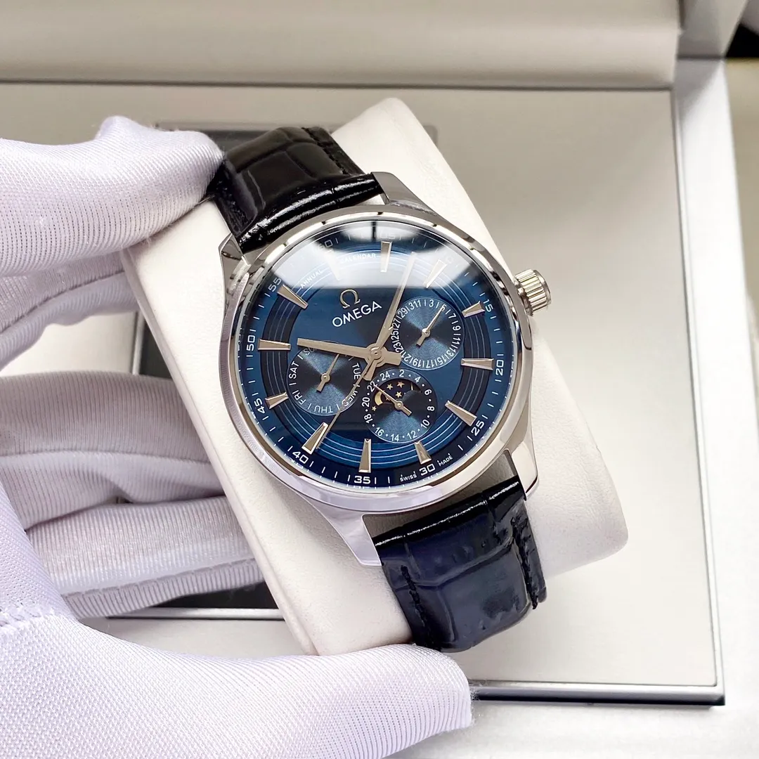 【High-end replica】💰1520! Omega-Omega men's watch equipped with imported fully automatic Citizen 8215 mechanical movement, wear-resistant and scratch-resistant sapphire mirror, 316L stainless steel case, genuine calfskin strap, fashionable design, business casual, size: diameter 40mm, thickness 12mm