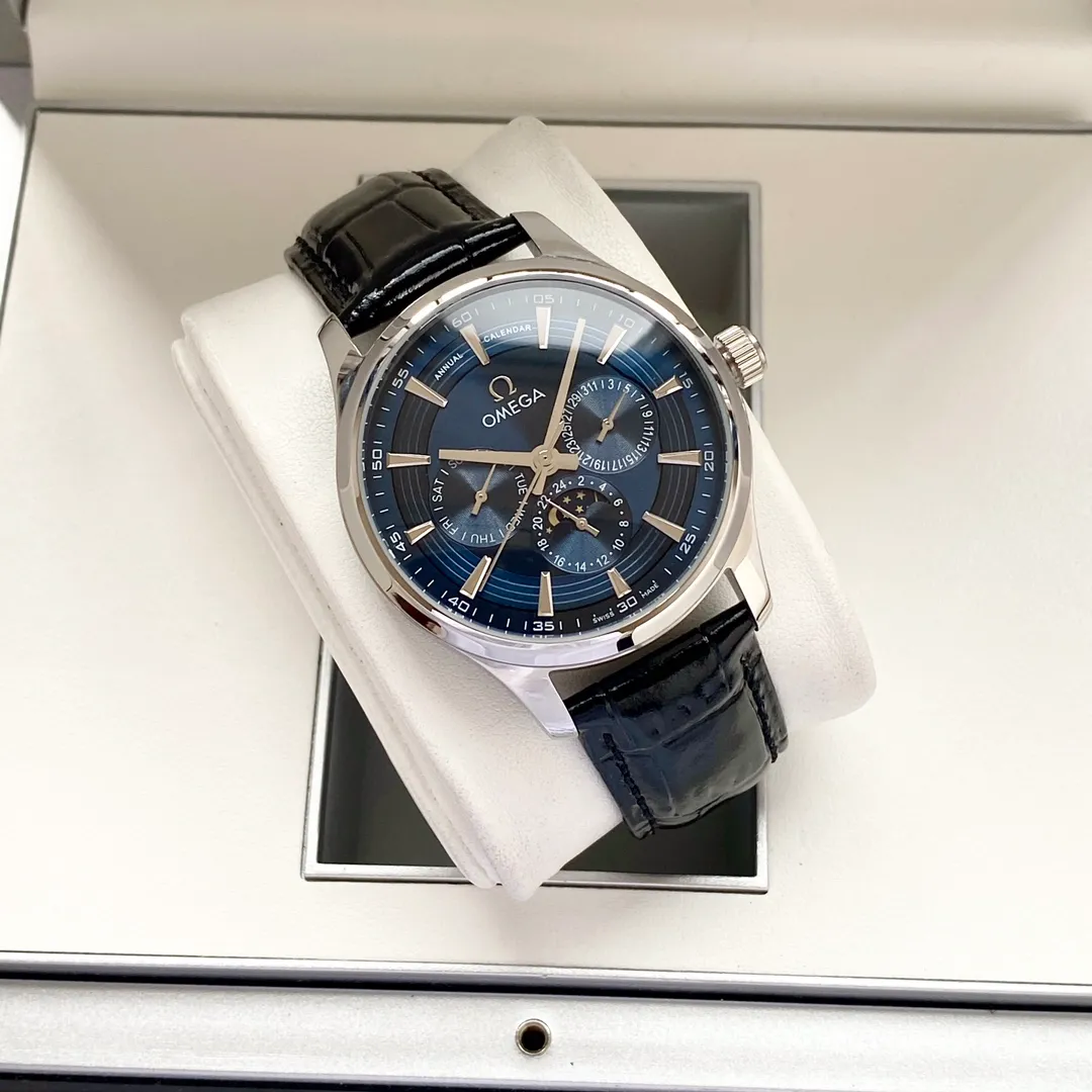 【High-end replica】💰1520! Omega-Omega men's watch equipped with imported fully automatic Citizen 8215 mechanical movement, wear-resistant and scratch-resistant sapphire mirror, 316L stainless steel case, genuine calfskin strap, fashionable design, business casual, size: diameter 40mm, thickness 12mm