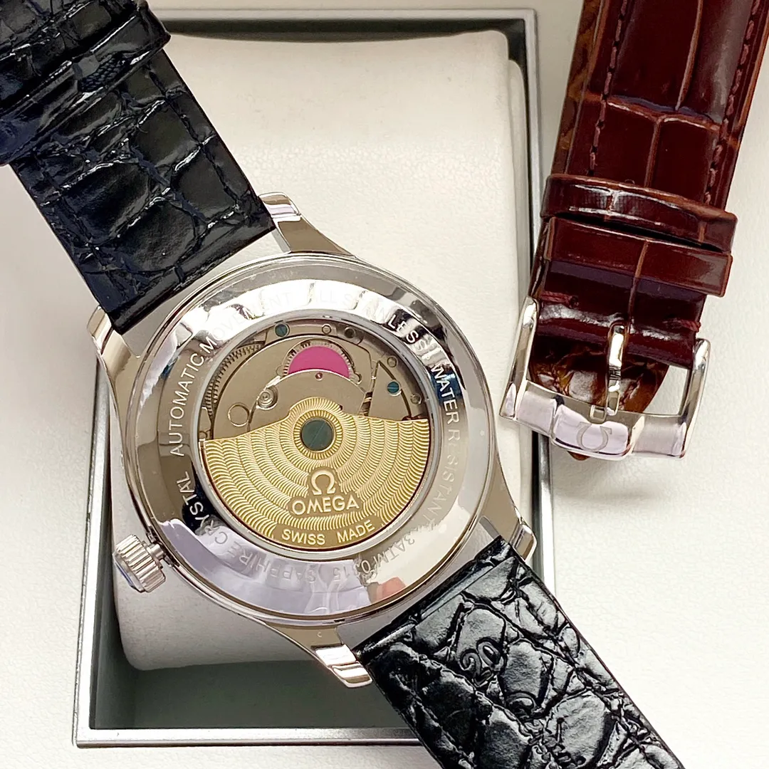【High-end replica】💰1520! Omega-Omega men's watch equipped with imported fully automatic Citizen 8215 mechanical movement, wear-resistant and scratch-resistant sapphire mirror, 316L stainless steel case, genuine calfskin strap, fashionable design, business casual, size: diameter 40mm, thickness 12mm