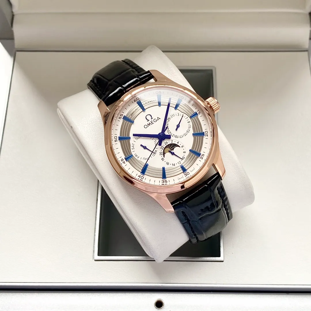 【High-end replica】💰1520! Omega-Omega men's watch equipped with imported fully automatic Citizen 8215 mechanical movement, wear-resistant and scratch-resistant sapphire mirror, 316L stainless steel case, genuine calfskin strap, fashionable design, business casual, size: diameter 40mm, thickness 12mm