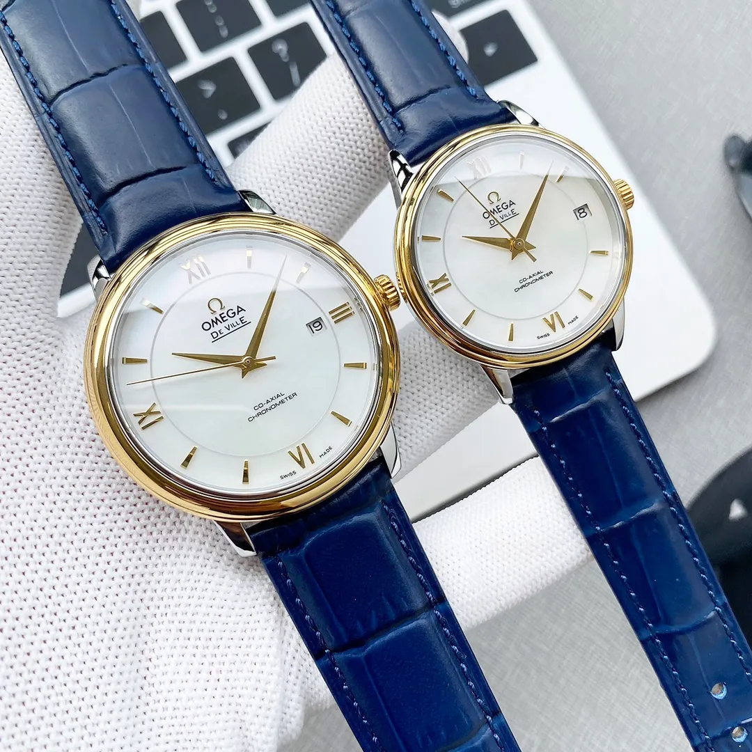 Omega-De Ville Series-Couple Watches! Authentic mold opening, the highest version on the market 👏The lettering is made of natural pearl shells, crystal clear (the design is very imaginative) 👏The glass is upgraded to high-definition arched double sapphire glass (clearer display, anti-scratch) 👏The back of the steel belt also has the original laser product batch number! It took 9 months to make many corrections and upgrades to create a 1:1 shell model, striving for perfection! The diameter of men's wear is 39.5mm, and the diameter of women's wear is 32.7mm👏! The style adopts the original Citizen 8215® movement, which vibrates 28,800 times per hour, and has zero repair quality. ✅The style is matched with Italian cowhide to make the wrist more comfortable and comfortable. 🗣The strap/buckle is engraved with the classic "OMEGA" logo, which is generous and classy. Real shot🔰Please pay attention to the details!