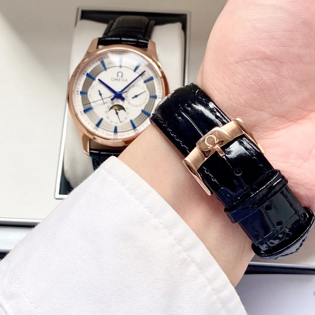 【High-end replica】💰1520! Omega-Omega men's watch equipped with imported fully automatic Citizen 8215 mechanical movement, wear-resistant and scratch-resistant sapphire mirror, 316L stainless steel case, genuine calfskin strap, fashionable design, business casual, size: diameter 40mm, thickness 12mm