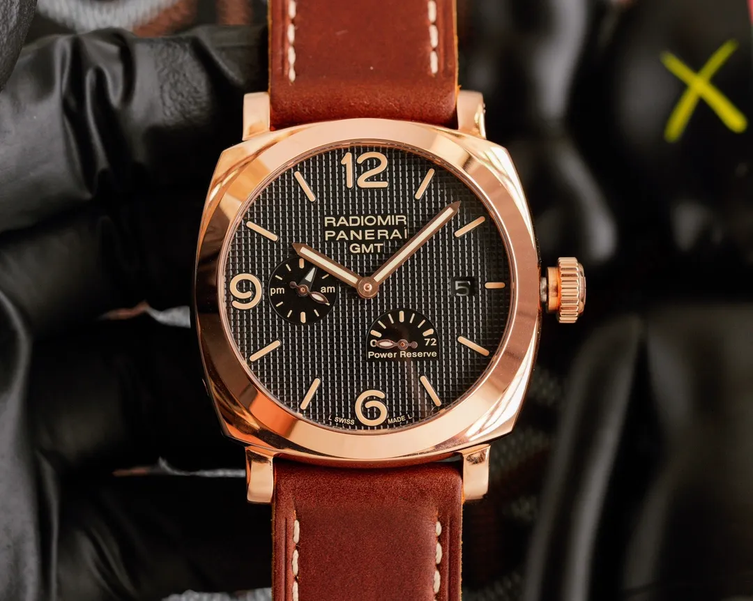 【Foreign trade import】💰1560! Panerai PANERAI coated glass 45mm*16mm first layer cowhide strap with original pin buckle fully automatic machine a watch from a tough guy