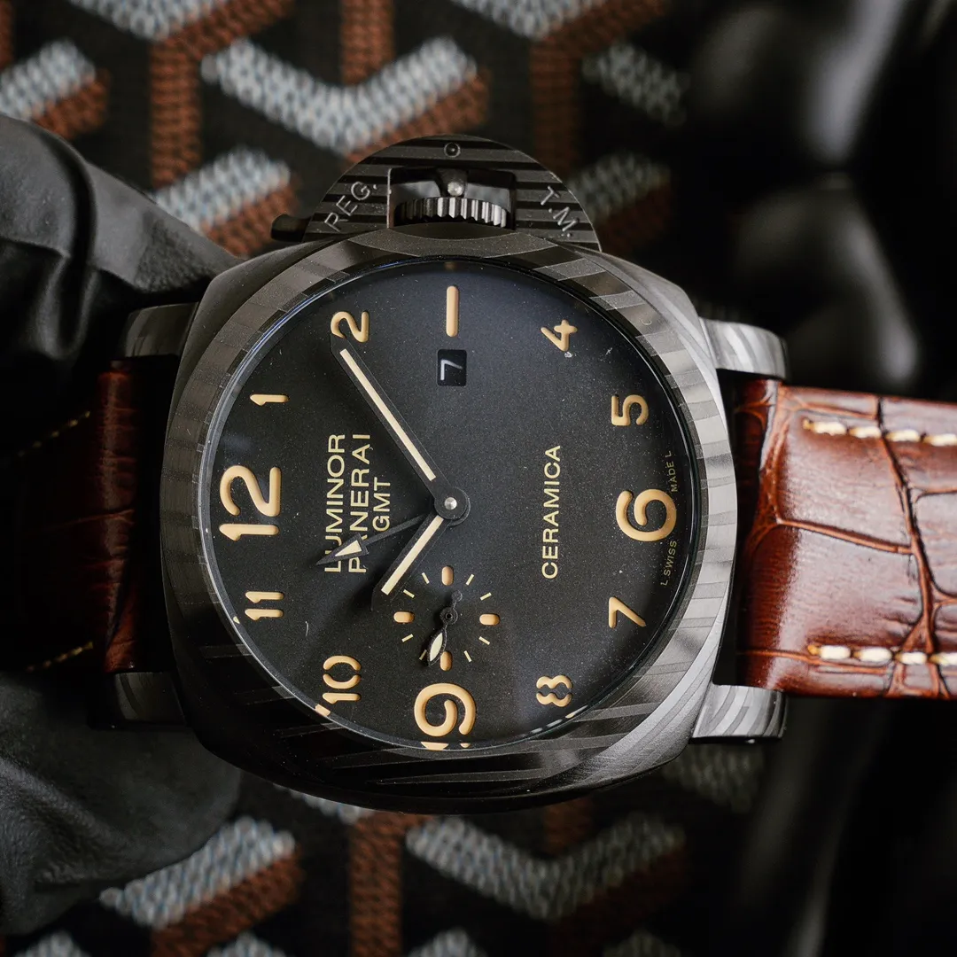 【Foreign trade import】💰1560! Panerai PANERAI curved coated glass 44mm*16mm first layer cowhide strap with original pin buckle fully automatic machine a watch from a tough guy