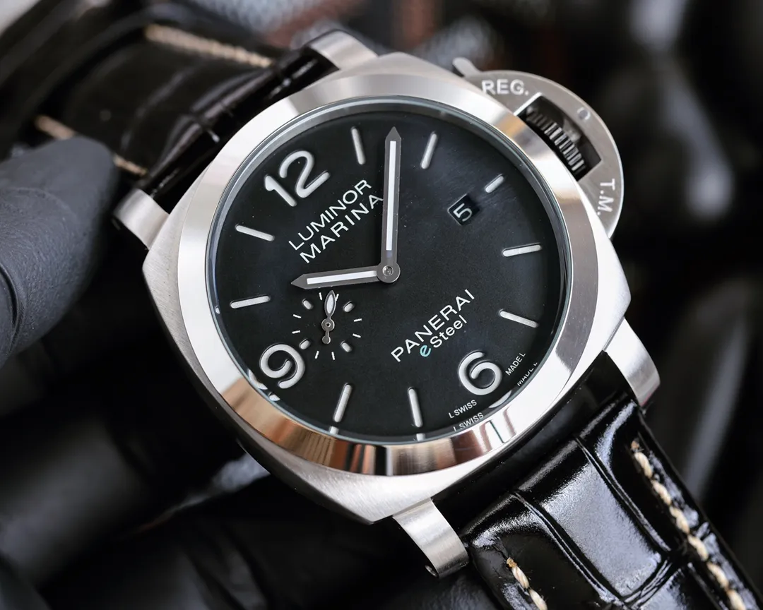 【Foreign trade import】💰1560! Panerai PANERAI curved coated glass 44mm*16mm first layer cowhide strap with original pin buckle fully automatic machine a watch from a tough guy