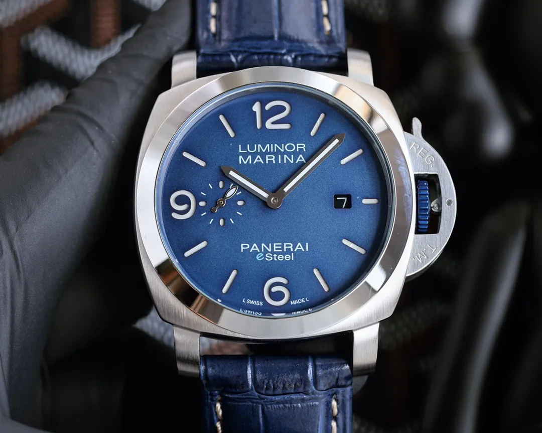 【Foreign trade import】💰1560! Panerai PANERAI curved coated glass 44mm*16mm first layer cowhide strap with original pin buckle fully automatic machine a watch from a tough guy