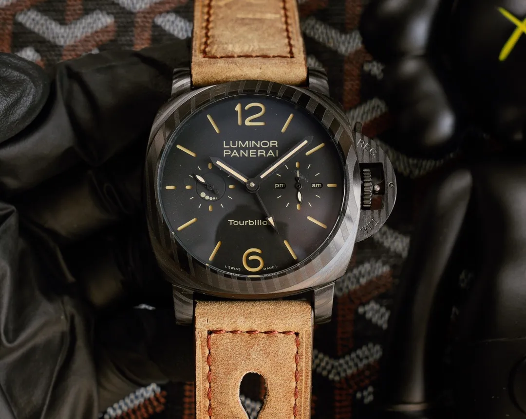 【Foreign trade import】💰1560! Panerai PANERAI curved coated glass 44mm*16mm first layer cowhide strap with original pin buckle fully automatic machine a watch from a tough guy