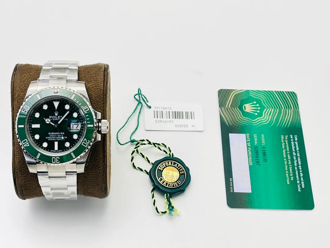 [VS Factory2022 inherits the past and connects the future with the upgraded version of V2, creating a new era of water ghosts] One watch, one card and one code, filling the gap in the market. The most cost-effective Rolex Submariner 40MM watch is shockingly released! [Technical Advantages] 1⃣️The diameter is 40MM. The water ghost is equipped with a genuine substitute clean ring. The green ghost is emerald green and translucent, and the black ghost is as deep as ink. 2⃣️The literal radial pattern has a delicate gloss, the green color is consistent with the original product, almost zero color difference, the luminous filling is full, and the brightness is long-lasting. 3⃣️904 consumable steel is used to create a hard watch body, which is polished with craftsmanship from the inside to the outside. The case size data is perfectly restored and can be interchanged with genuine products. 4⃣️The strap is smooth and made of the same 904L. The details of the strap and buckle are chamfered and polished. It feels soft and comfortable and the operation is effortless. 5⃣️New generation 3135 movement, real KIF shock absorber, more reliable and stable. 6⃣️The waterproof performance is comparable to the genuine product - the screw-in outer ring, bottom cover and winding crown system, combined with the middle case, perfectly demonstrate the waterproof performance of the consumable watch case. VS has improved many shortcomings of past submariners, and also given a higher cost performance, benefiting the majority of watch lovers. VS Factory2022’s ingenious masterpiece welcomes all watch friends to taste it!