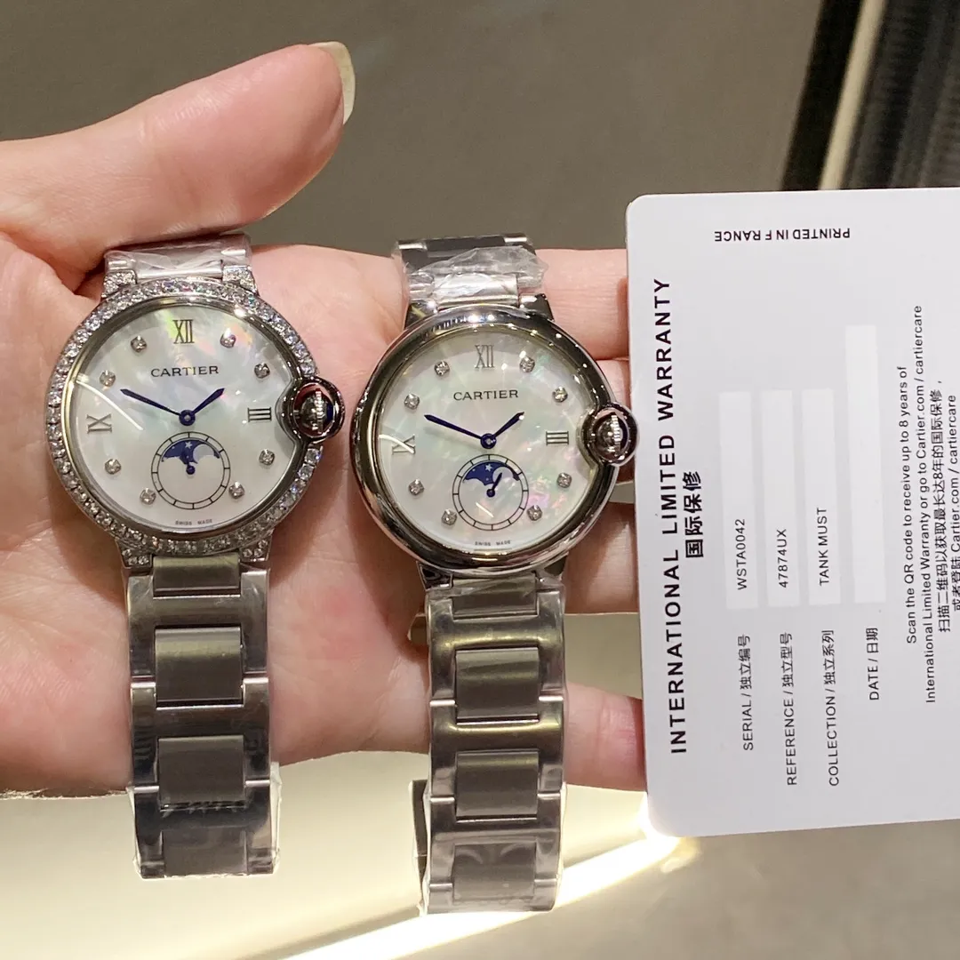 【Foreign trade import】💰1360! Cartier women's blue balloon luxury series, quartz watches are shipped in the same color [color], the sun, moon and stars are displayed in a large frame, the starry sky is running, time flows, special cutting diamonds 💎 inlaid ring, personality, perfect, equipped with original imported quartz movement, precise travel time, Cartier original snap buckle, diameter 36mm, thickness 8mm "Please pay attention to the exclusive background for detailed shooting"