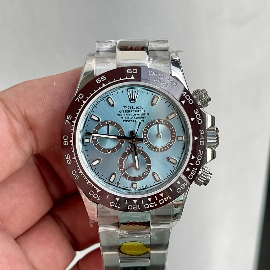 Rolex Daytona V8clean platinum ring eliminates calendar gaps and retains full chronograph function. Swiss super luminous, polished scale, 13.4mm