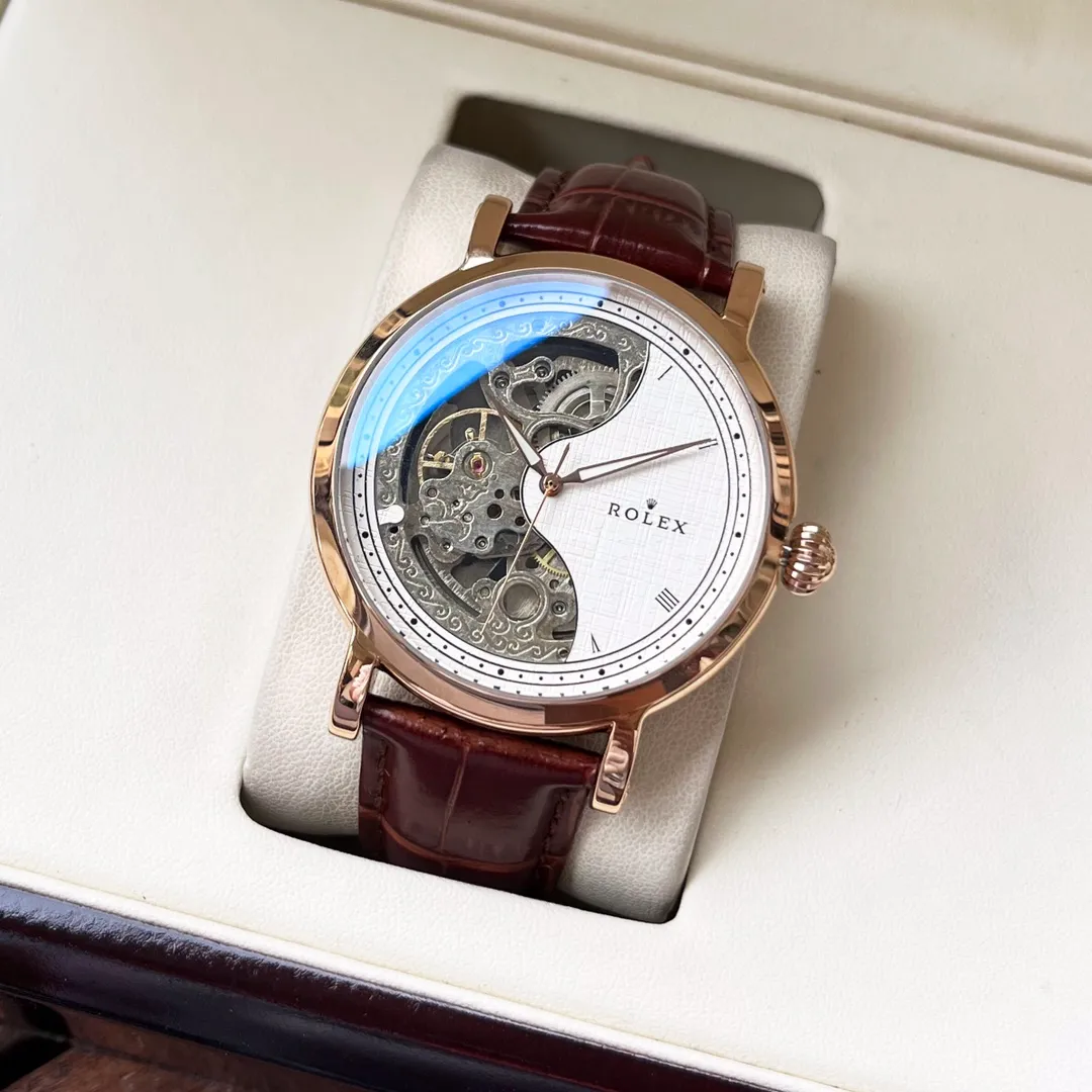 【High-end replica】💰1440! Rolex-ROLEX men's watch, fully automatic mechanical movement, mineral-strengthened glass, 316L stainless steel case, leather strap, simple and elegant, business essentials, size: diameter 42mm, thickness 12mm