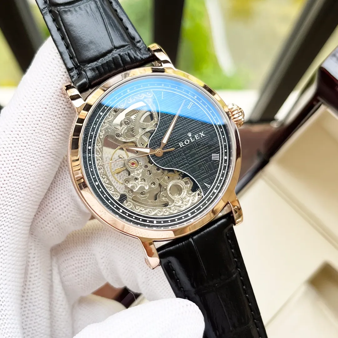 【High-end replica】💰1440! Rolex-ROLEX men's watch, fully automatic mechanical movement, mineral-strengthened glass, 316L stainless steel case, leather strap, simple and elegant, business essentials, size: diameter 42mm, thickness 12mm