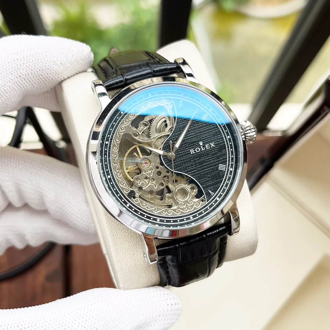 【High-end replica】💰1440! Rolex-ROLEX men's watch, fully automatic mechanical movement, mineral-strengthened glass, 316L stainless steel case, leather strap, simple and elegant, business essentials, size: diameter 42mm, thickness 12mm