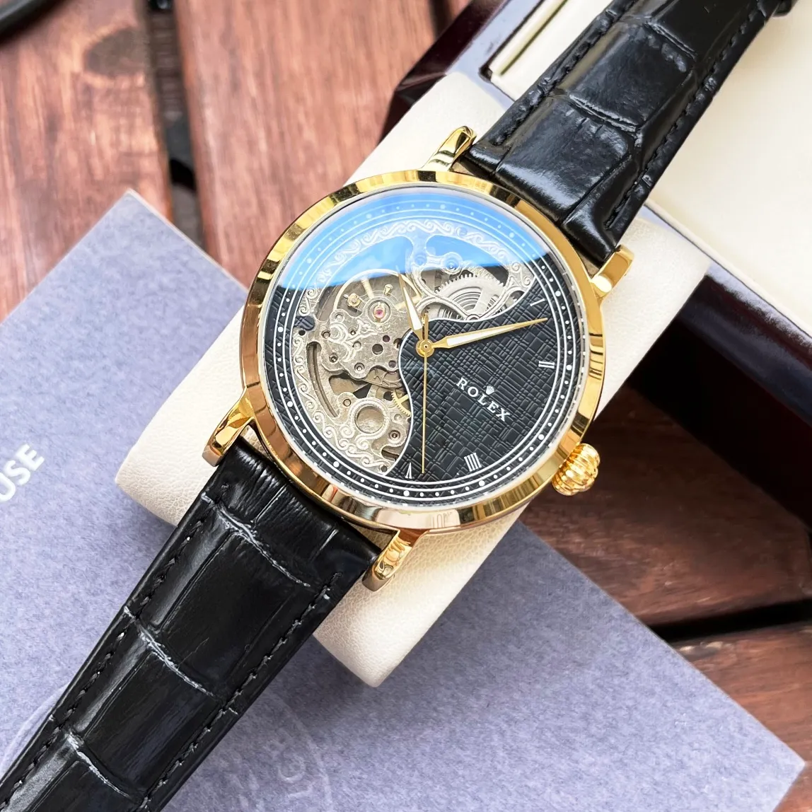 【High-end replica】💰1440! Rolex-ROLEX men's watch, fully automatic mechanical movement, mineral-strengthened glass, 316L stainless steel case, leather strap, simple and elegant, business essentials, size: diameter 42mm, thickness 12mm