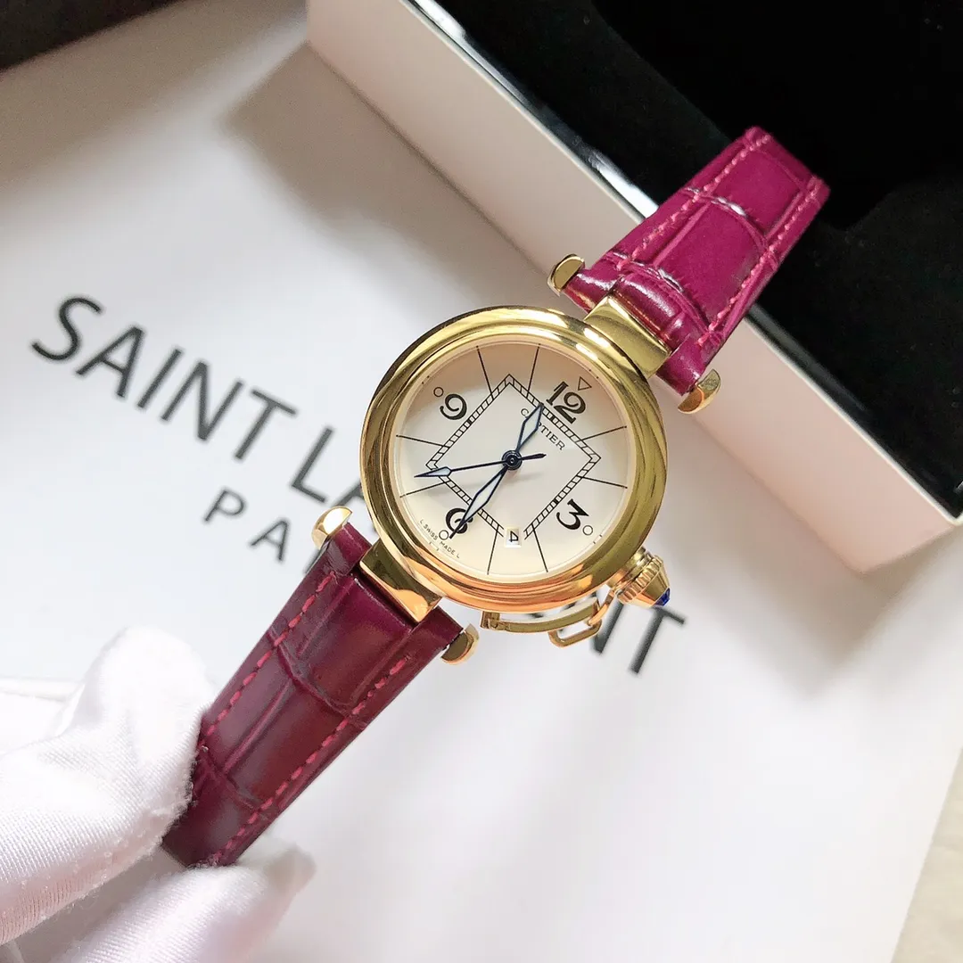 【Foreign trade import】💰960! Cartier's latest PASHADECARTIER Cartier 2021 #Pasha series watch, round within a square, 35mm watch, imported Swiss quartz movement, 316L stainless steel case, Italian calfskin strap, tempered steel blue hands, size 35mm