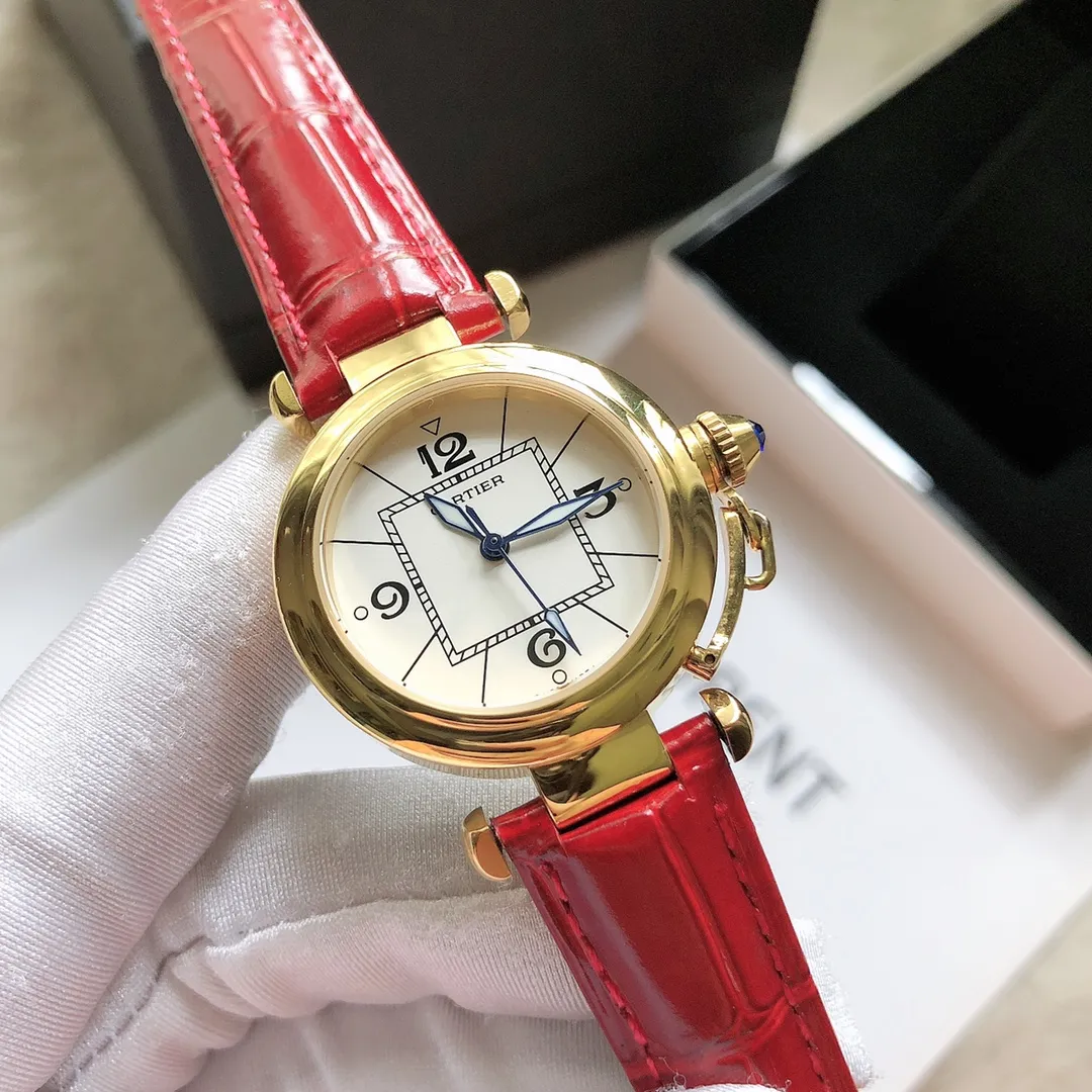 【Foreign trade import】💰960! Cartier's latest PASHADECARTIER Cartier 2021 #Pasha series watch, round within a square, 35mm watch, imported Swiss quartz movement, 316L stainless steel case, Italian calfskin strap, tempered steel blue hands, size 35mm