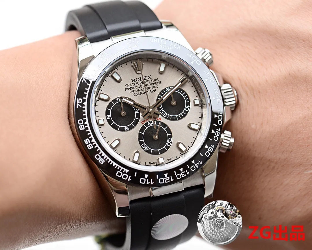 Rolex Cosmograph Daytona Movement: The top replica quality multi-functional fully automatic mechanical movement on the market - No. 7750 (high quality. Strongest reputation) Case material: 904L stainless steel Solid outer ring with needle speed scale (the same as the original) Table diameter: 40mm Product grade: First-class watch Glass: Sapphire mirror Strap: Qysterflex. High-performance synthetic rubber coated elastic metal sheet (exclusive first) Built-in: Swiss fish-scale washed 7750 mechanical movement, exclusive customized version🎈🎈 Exquisite in kind, a must-have for friends in physical stores