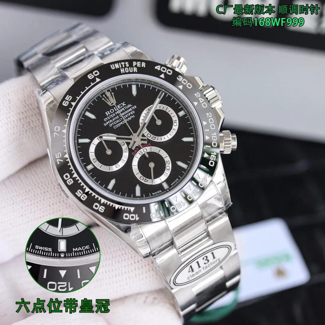 【High-end replica】💰1160! Top replica 💰Private chat! Rolex Daytona Series [Diameter] 40mm [Movement] Equipped with imported fully automatic mechanical movement [Ring] Imported finely polished ring/ceramic ring [Mirror] Scratch-resistant sapphire glass mirror [Material] Imported 316L stainless steel case [Strap] Stainless steel three-bead strap/high-quality tape [Buckle] Original buckle Super high quality, more beautiful in kind, market exclusive! Classic men's casual watch, the standard accessory for successful men, allowing you to wear it once and for all!