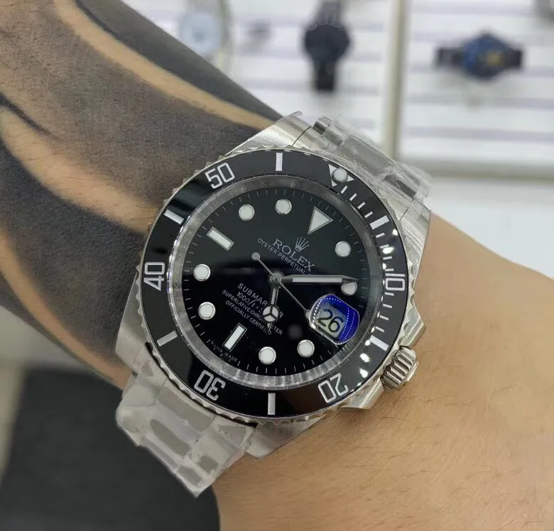 【Foreign trade import】💰850! 🚺ROLEX⌚️ROLEX Submariner Series Ceramic Ring (Super Luminous) Genuine Synchronized New Polishing Process Size-40mm Blue Light Sapphire Glass Three-Bead Steel Belt with Safety Buckle/Special Tape⌚️6-digit Hidden Engraved Anti-Counterfeiting Crown Logo