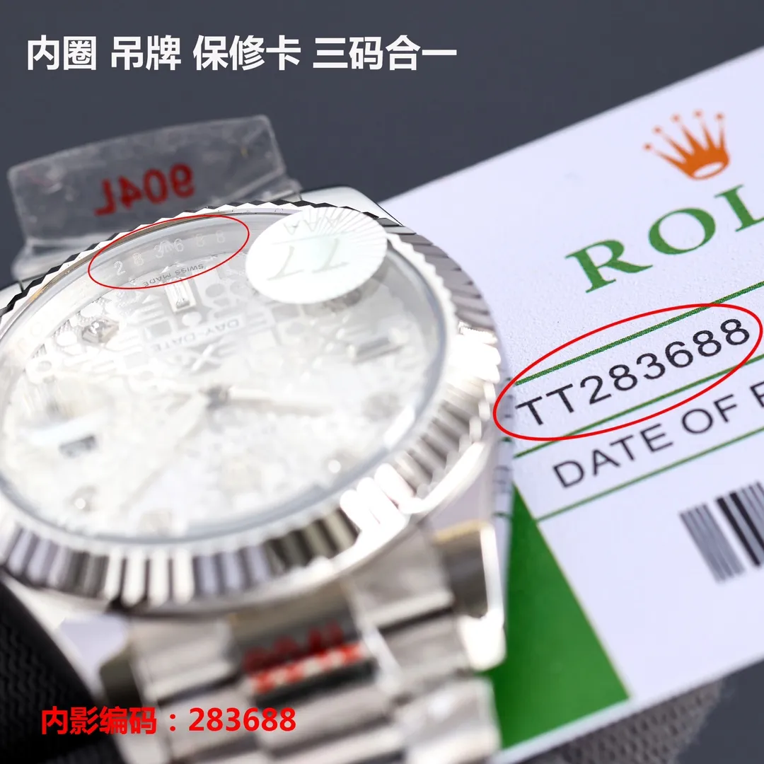 【Top replica】💰1920! New Rolex three-in-one exclusive customization: hangtag, card, barcode number consistent 🔥Matched with new Citizen 9015 movement 🔥Dual-calendar weekday date series ⚠️Built-in solid steel inner cover Citizen unified standard double-headed watch strap ⚠️ (check for exclusive details) The most cost-effective "high version" Workmanship upgrade: 1⃣️ Using 316L finely cultivated case "Fitness" original grade (waterproof to a depth of 200 meters) 2⃣️ The link between the strap and the case reaches the highest standard in the industry "flush docking" (different from the ordinary version, uneven and scratchy) 3⃣️ Noise reduction, shock-absorbing inner cover 4⃣️ Full watch original protective film Configuration parameters: Brand: Rolex (new face) Series: Day-date series m228239-0033 Movement: Imported from Japan One hundred percent new machine (model 9015) is designed to have a service life of 10 years. (Exclusive steel inner cover movement) Quality control: Every watch product is strictly inspected by Tt factory and shipped after proofreading (buy with confidence) Case material: 316L fine steel CNC engraving Ultra-precision Waterproof depth 200 meters (matching counter) Lettering: Tt factory uses it for the first time Original three-dimensional "drill" nail lettering ⚠️⚠️Figure 5⃣️ is the exclusive built-in details of Tt factory Exclusive packaging bag Please pay attention to the details ⚠️⚠️ Table diameter: 41MM Thickness 11MM Product grade: Super A Glass: wear-resistant sapphire crystal mirror, coated with multiple layers of anti-reflective coating Steel buckle: double folding safety clasp and push-type opening device (consistent with genuine products) Strap: genuine 316L steel after cutting process, polished parts and then hand-assembled, 360 degrees, no dead angle, 0 scratches, no scratches. The real thing is exquisite, heavy, sturdy and durable. The real thing is absolutely amazing when you get it. (The protective film is consistent with the original) Every watch⌚️ is shipped with unified packaging from Tt factory. Please ensure exclusive quality📷📷