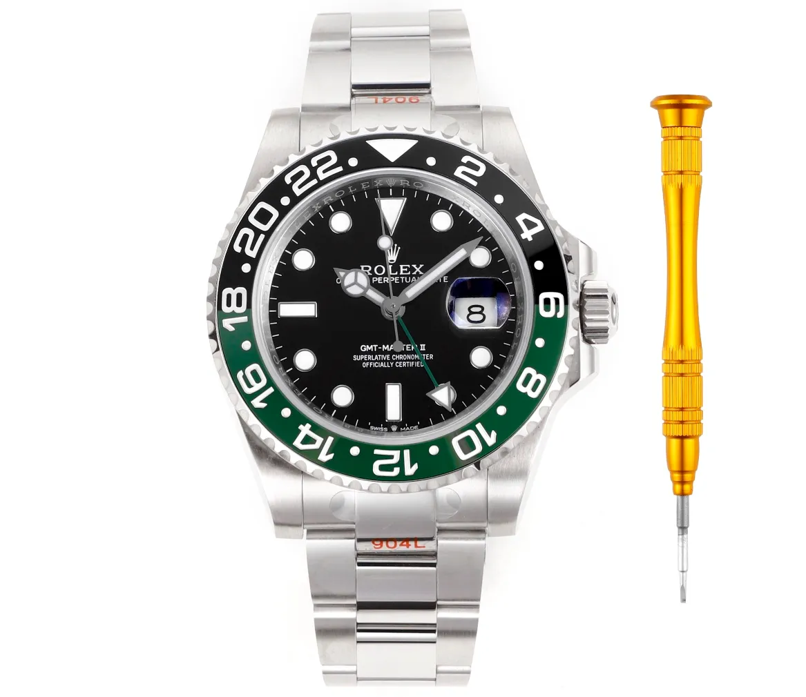 Factory C made a major breakthrough and recreated the pinnacle of the Rolex GMT-Master (Coca-Cola) one-piece red and blue ceramic ring. 🎮RK5 is the only ceramic ring in the market that is comparable to the color of the genuine product. It is shockingly launched. The steel is made of authentic imported 904L raw materials, forged and polished, and is equipped with the 3186/3285 all-in-one fully automatic mechanical movement, which is consistent with the original product. It has accurate and stable travel time. Professional testing and inspection, zero repairs! 🎮 Genuine consistent GMT needle on the second layer and quick time adjustment to adjust the calendar, 40mm, 904L steel case bracelet, sapphire mirror, super luminous, two-way ceramic rotating bezel, folding buckle. Please look for the exclusive high-end quality code: NV126688, exclusive Huan logo. Welcome to reprint! (Comes with the same screwdriver as pictured/Same day shipping)