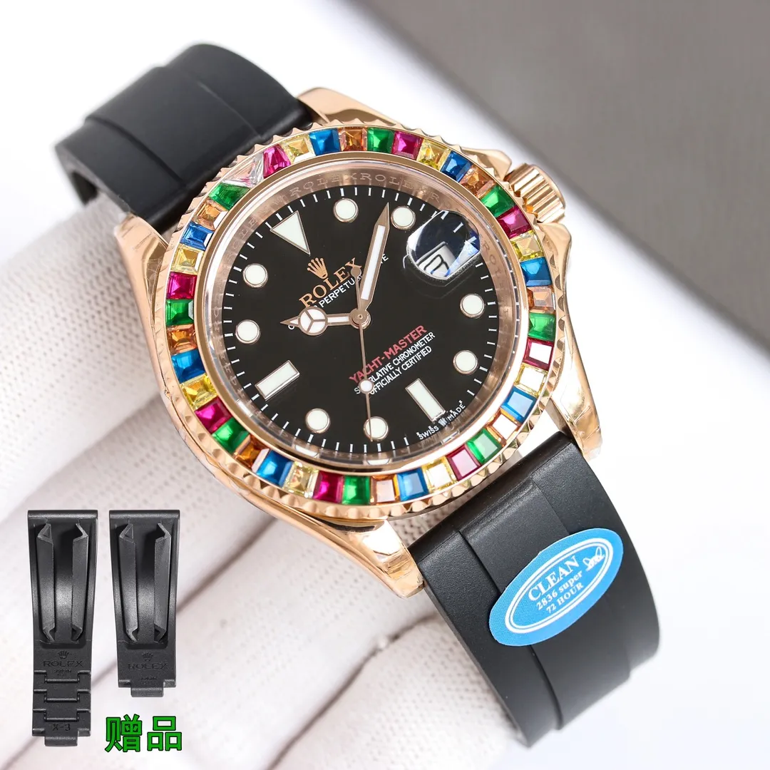 New product, new, new, new, C factory clean, the most cost-effective, popular style, Rolex Yacht-Master Candy Ring 40mm Series Rainbow Yacht ① Corrected time setting direction, instantaneous calendar, consistent with the original version; ② Exclusively customized 2836 all-in-one machine movement; ③ Upgraded original substitute grade tape, containing memory steel sheet, size, softness and hardness, material, workmanship details, new upgrade and simultaneous genuine product; Factory C is clean, produced, and must be high-quality. Every extreme detail is developed with sincerity. The button fine-tuning function is the same as the original version; the watch code is F632118, and the watch buckle code is w5T.
